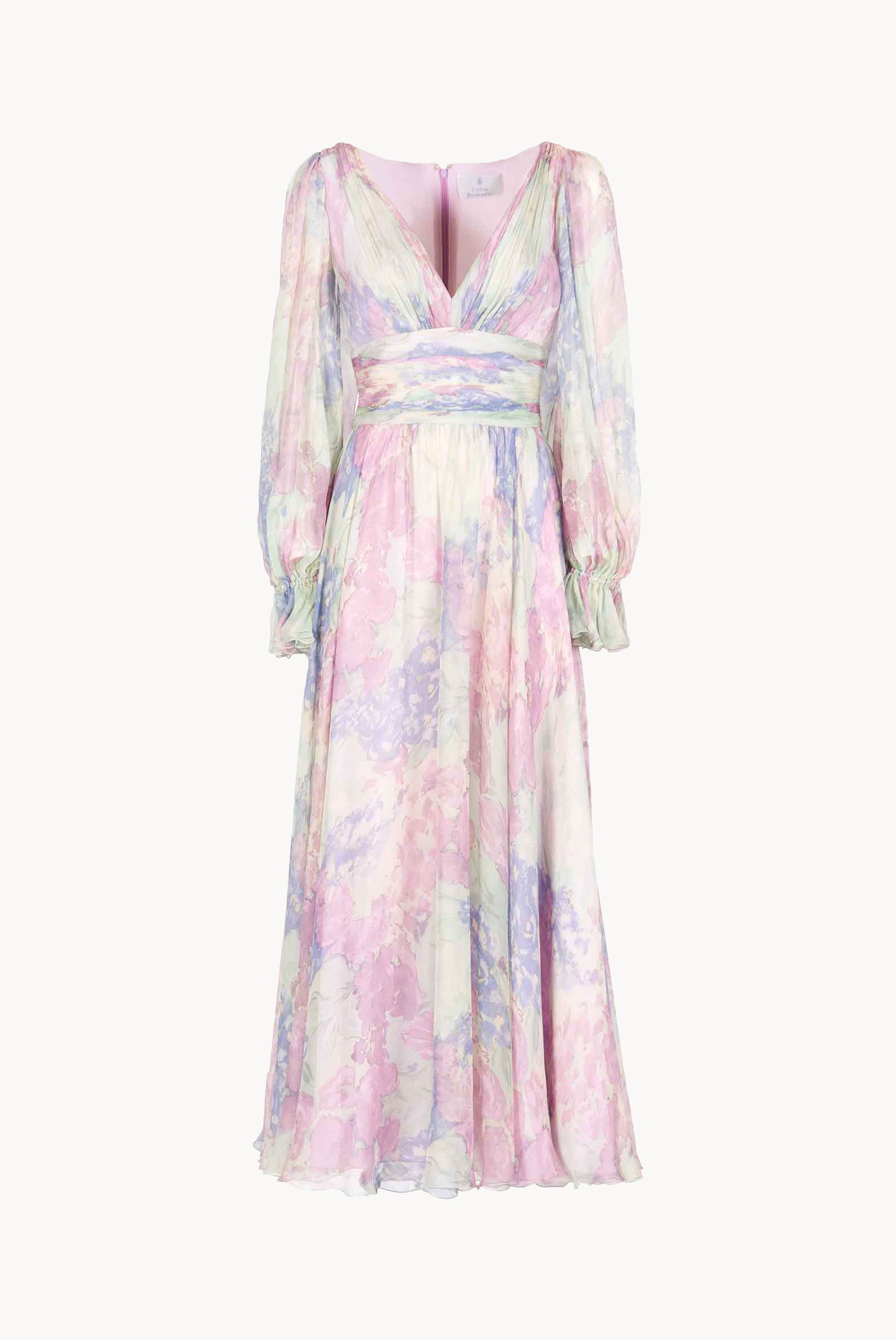 Abito in Chiffon Stampato Luna a Fiori Astratti