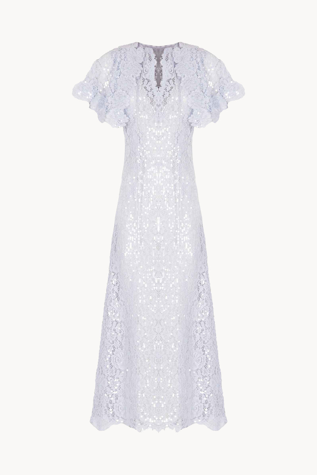 Sequinned Lace Short Cape Dress