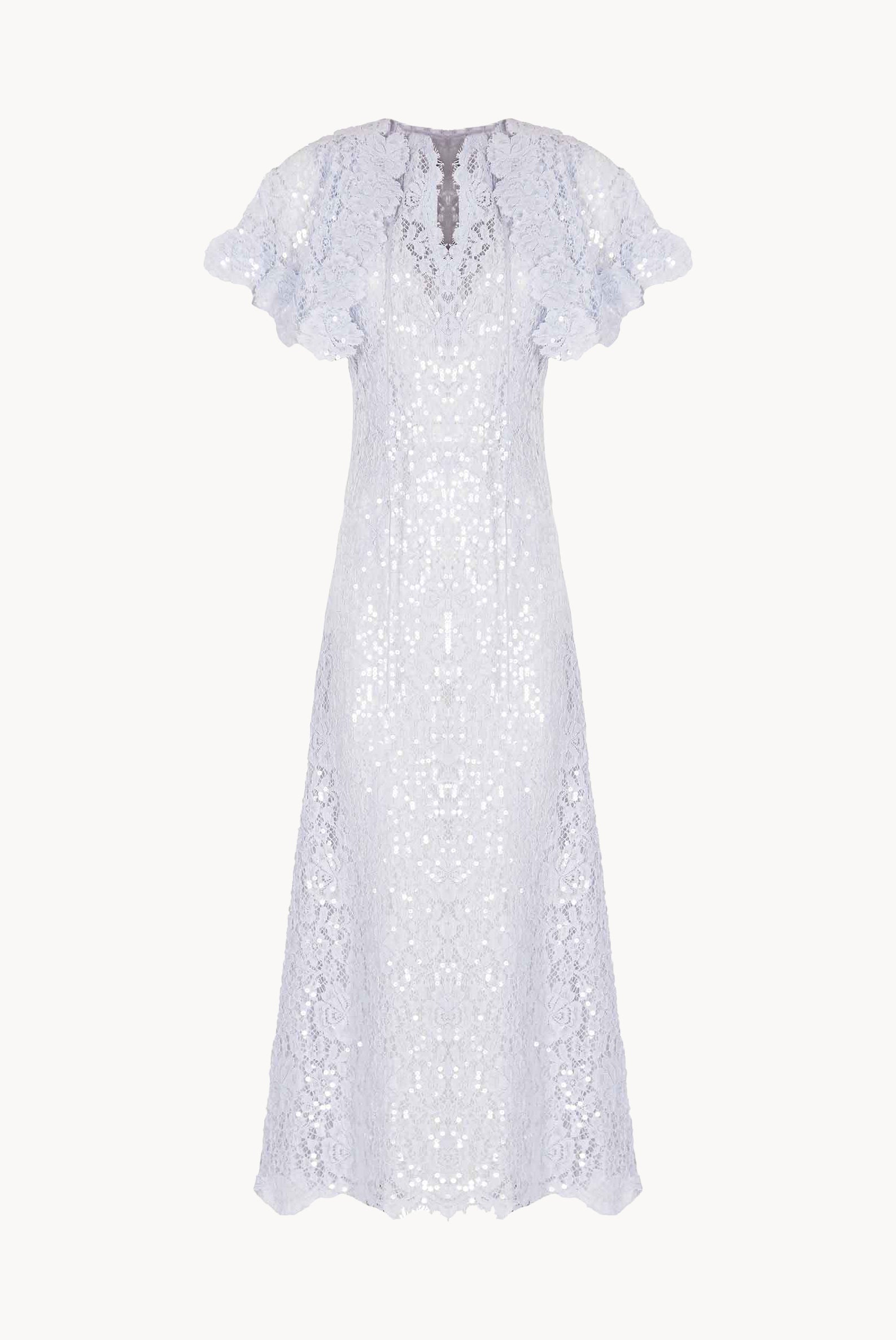 Sequinned Lace Short Cape Dress