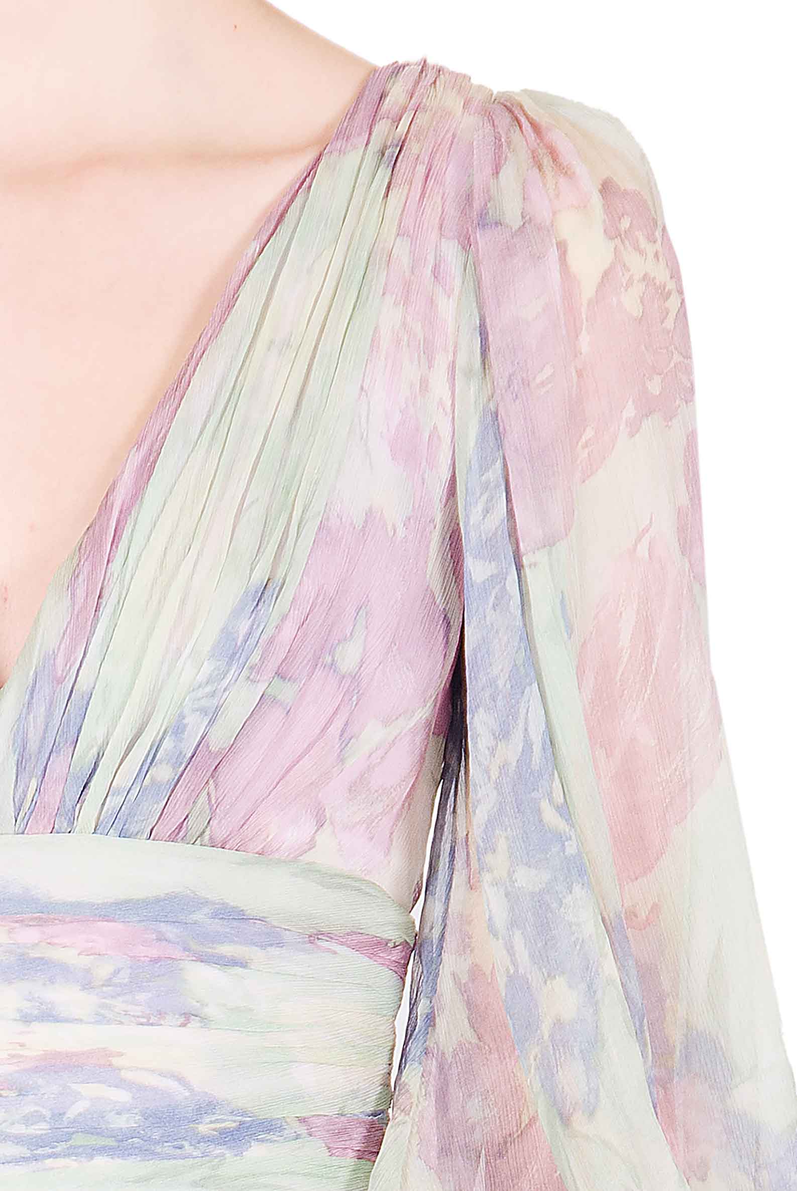 Abito in Chiffon Stampato Luna a Fiori Astratti