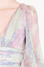 Abito in Chiffon Stampato Luna a Fiori Astratti