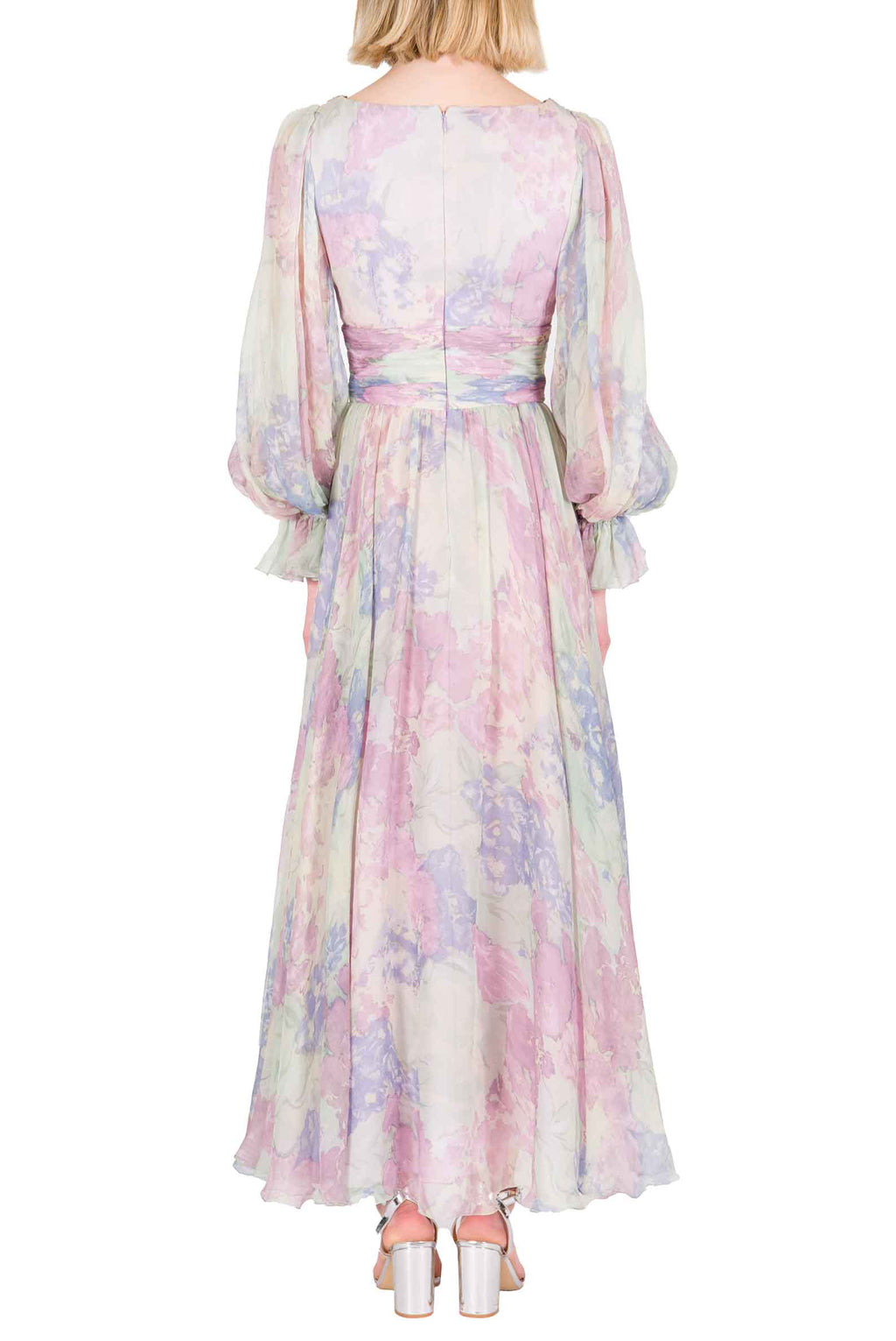 Abito in Chiffon Stampato Luna a Fiori Astratti