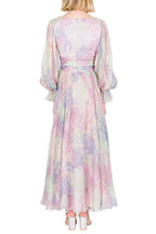 Abito in Chiffon Stampato Luna a Fiori Astratti