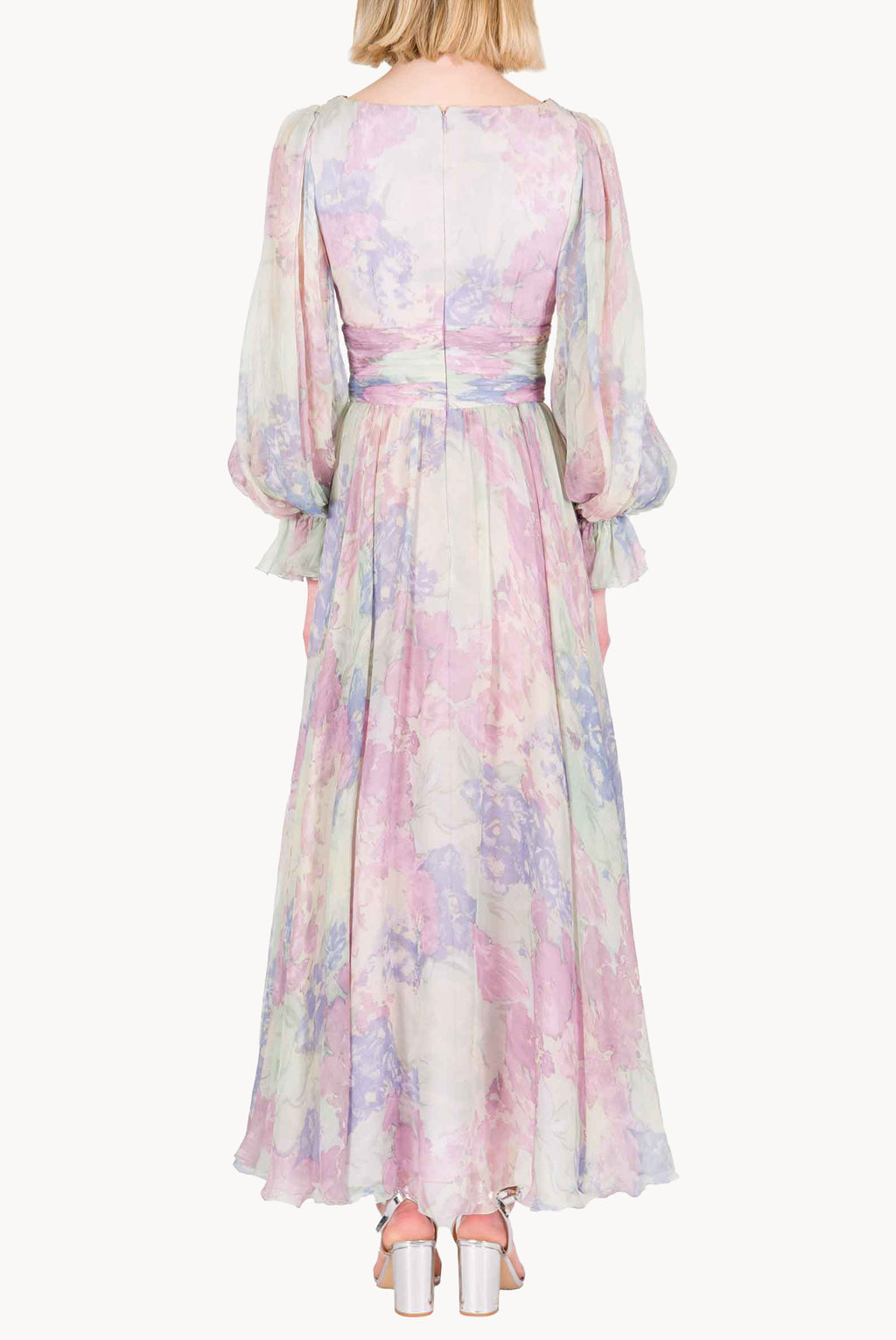 Abito in Chiffon Stampato Luna a Fiori Astratti