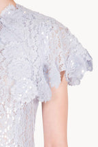Sequinned Lace Short Cape Dress