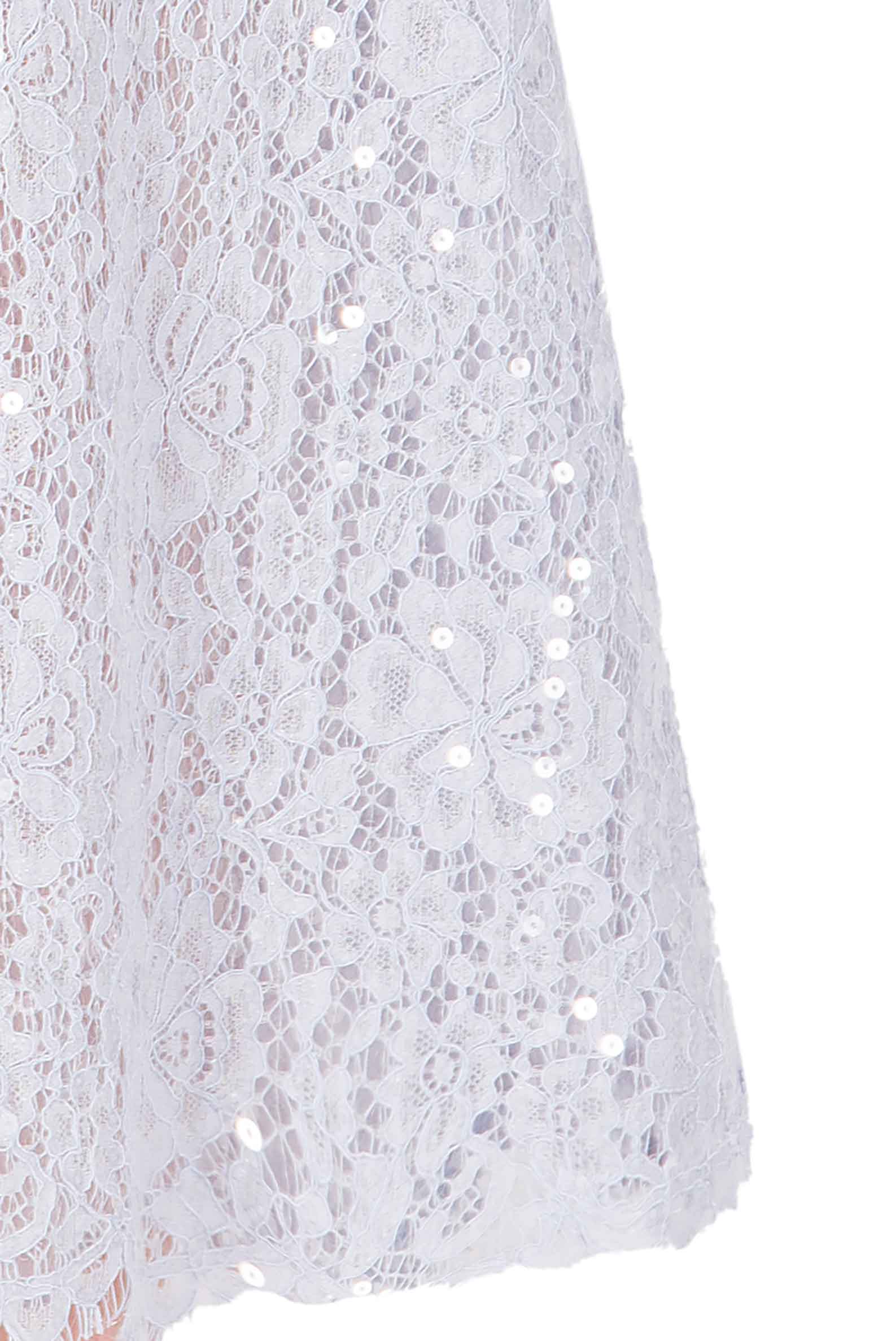 Abito Corto con Mantella in Pizzo e Paillettes