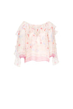 Chiffon Printed Blouse With Volants in Gilly Flowers