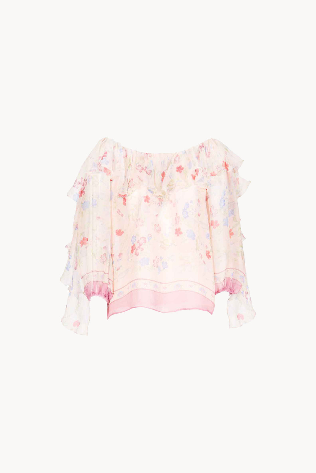 Chiffon Printed Blouse With Volants in Gilly Flowers