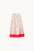 Cotton Pleated Midi Skirt in Gilly Flowers