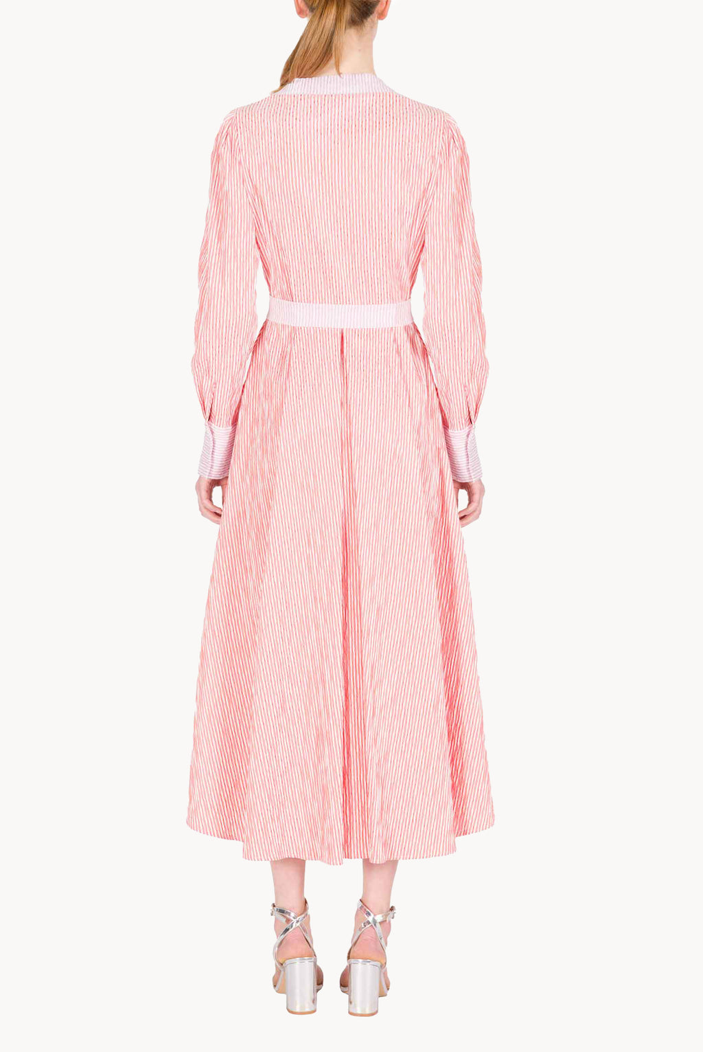 Bicolor Striped Stretch Cotton Wrap Dress