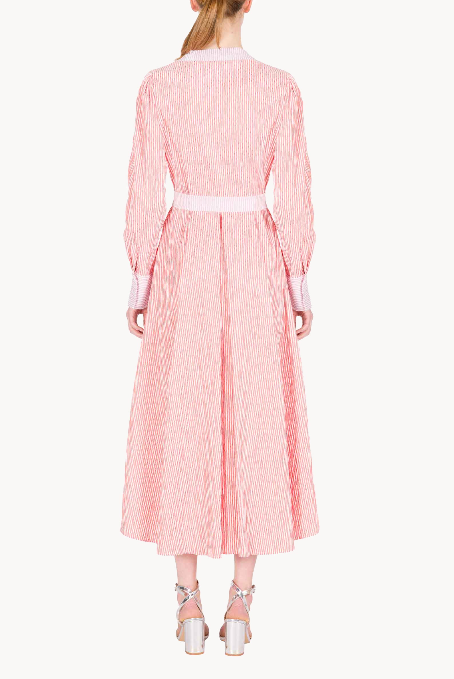 Bicolor Striped Stretch Cotton Wrap Dress
