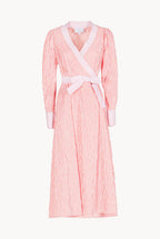 Bicolor Striped Stretch Cotton Wrap Dress