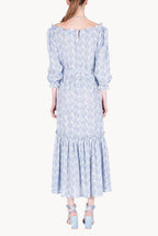 Floral Embroidered Cotton Dress With a Flounce