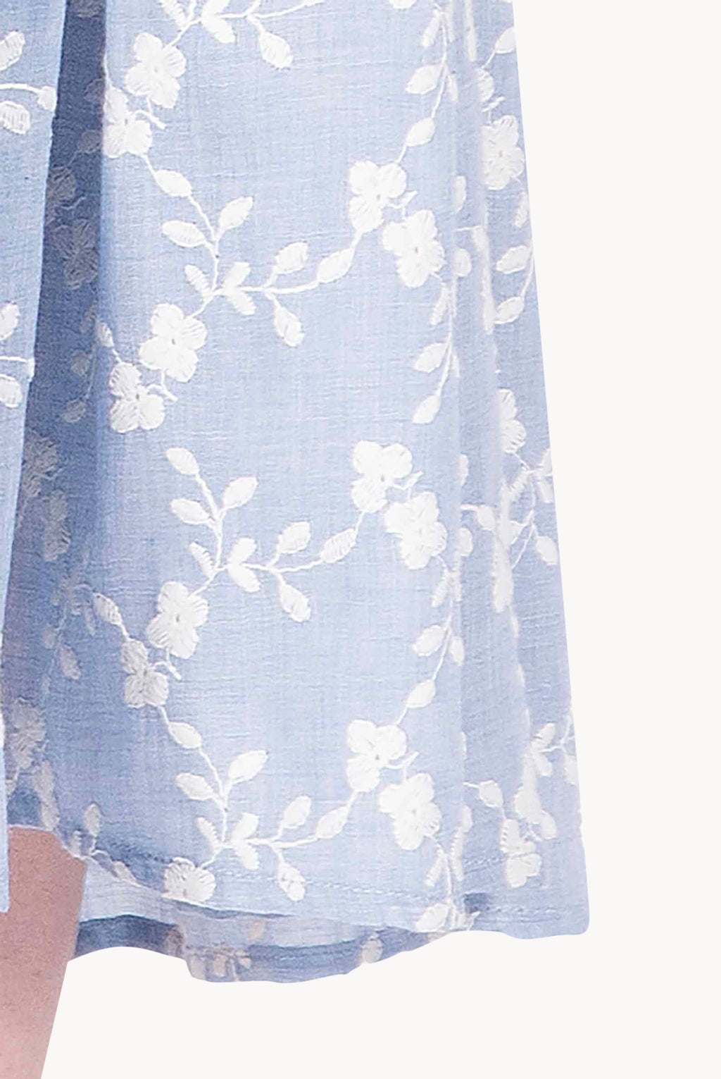 Floral Embroidered Cotton Dress With a Flounce