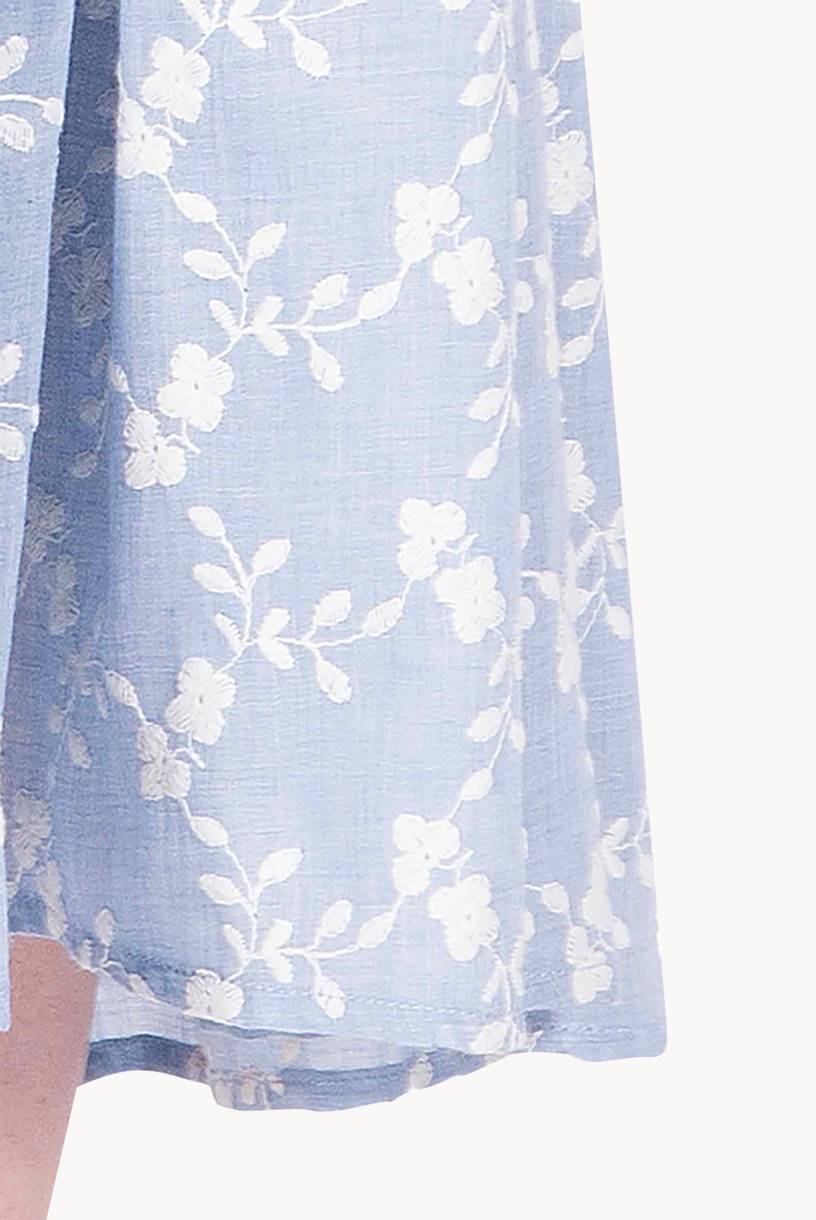 Floral Embroidered Cotton Dress With a Flounce