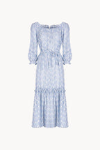 Floral Embroidered Cotton Dress With a Flounce