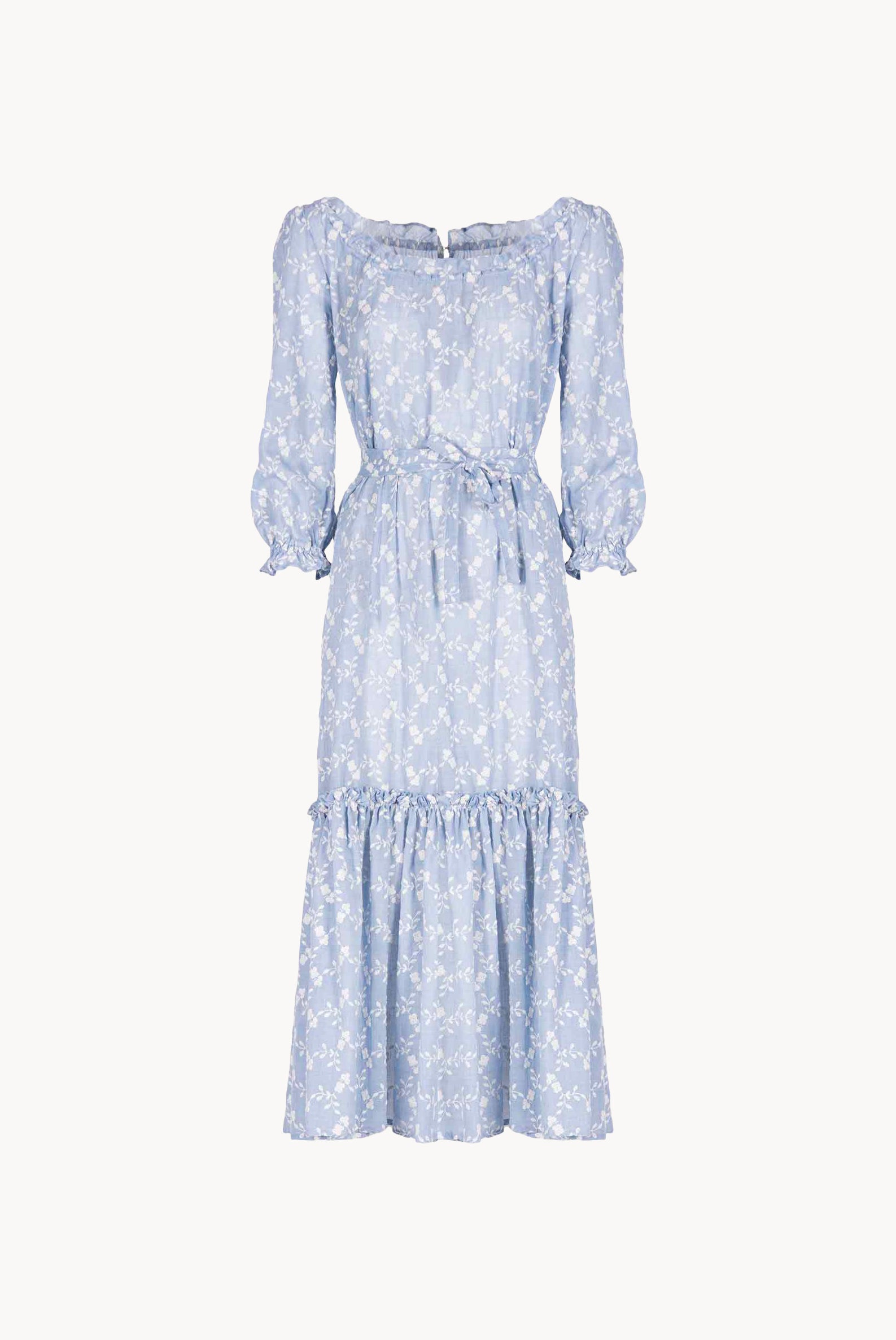 Floral Embroidered Cotton Dress With a Flounce