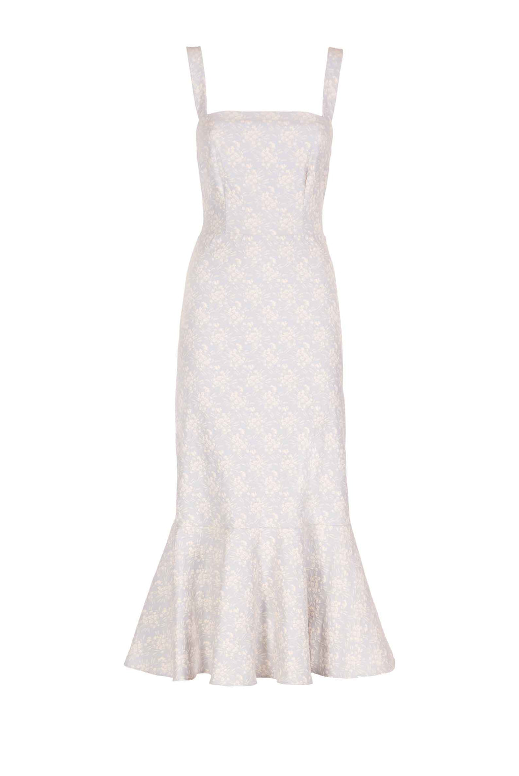 Abito in Jacquard Floreale con Volant