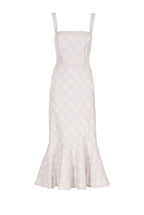 Abito in Jacquard Floreale con Volant