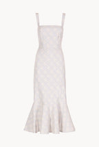 Abito in Jacquard Floreale con Volant