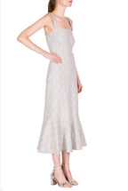 Abito in Jacquard Floreale con Volant