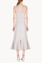 Abito in Jacquard Floreale con Volant