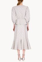 Puffy Sleeve Floral Jacquard Flounced Jacket