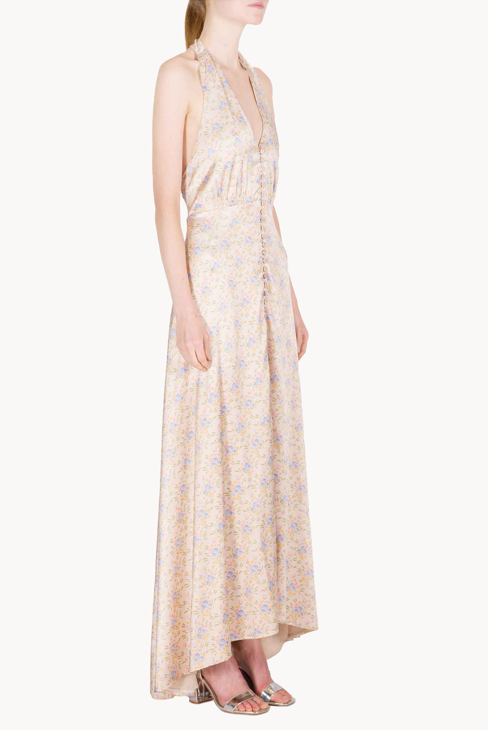 Blooming Mirage Sleeveless Bottoncino Dress