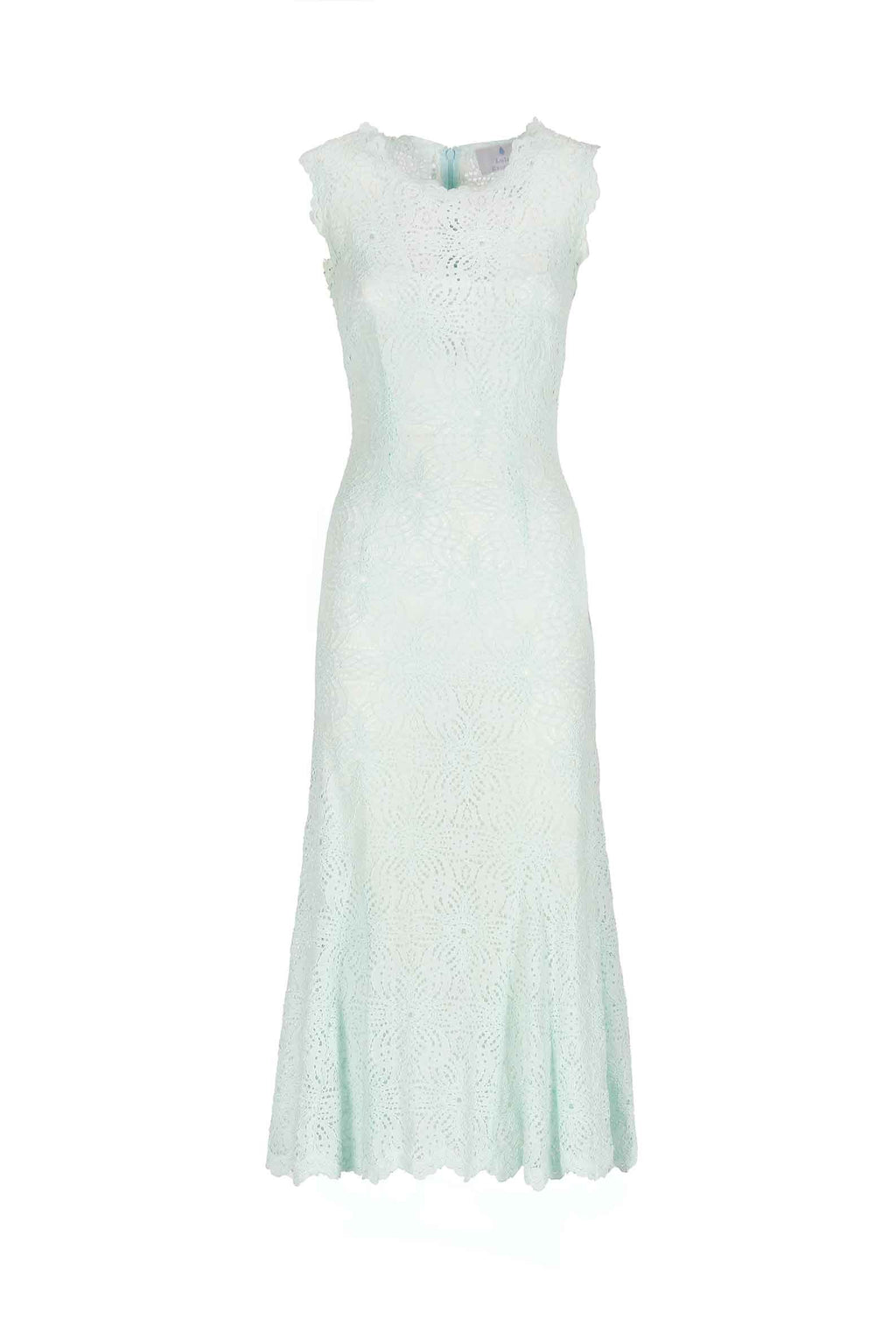 Abito Midi in Pizzo Azzurro Ghiaccio