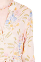 Abito con Cintura in Georgette Stampata in macro Blooming Mirage