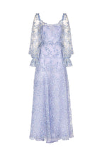 Blue Tulle Evening Dress With Embroidery