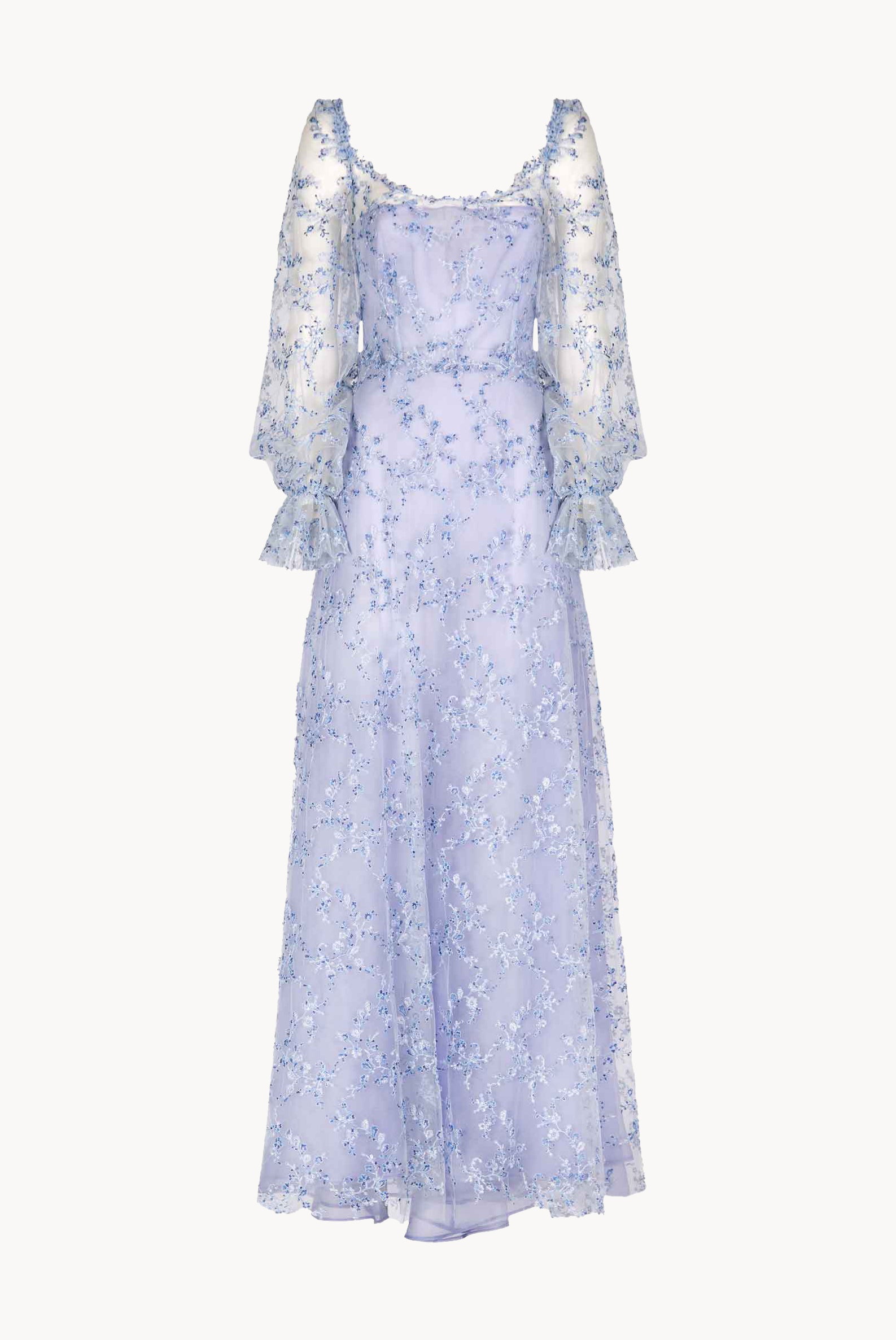 Abito da Sera in Tulle Blu con Ricami