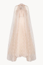 Evening Embroidered Shiny Tulle Mantle Gown