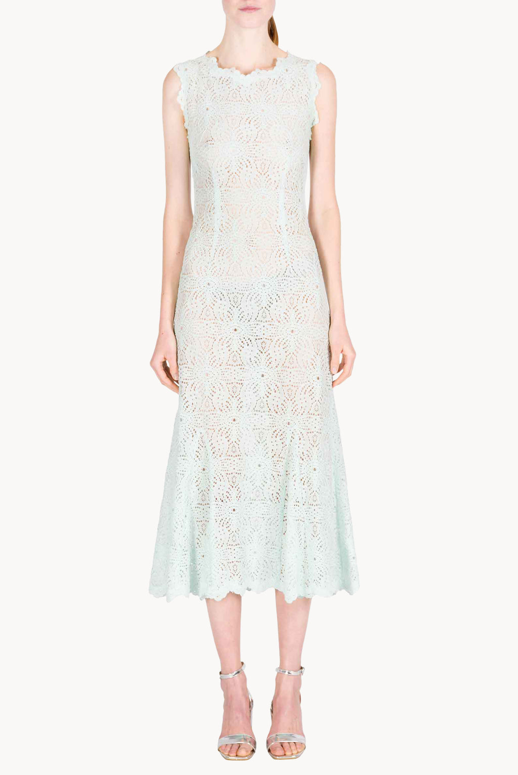 Ice Blue Lace Midi Dress