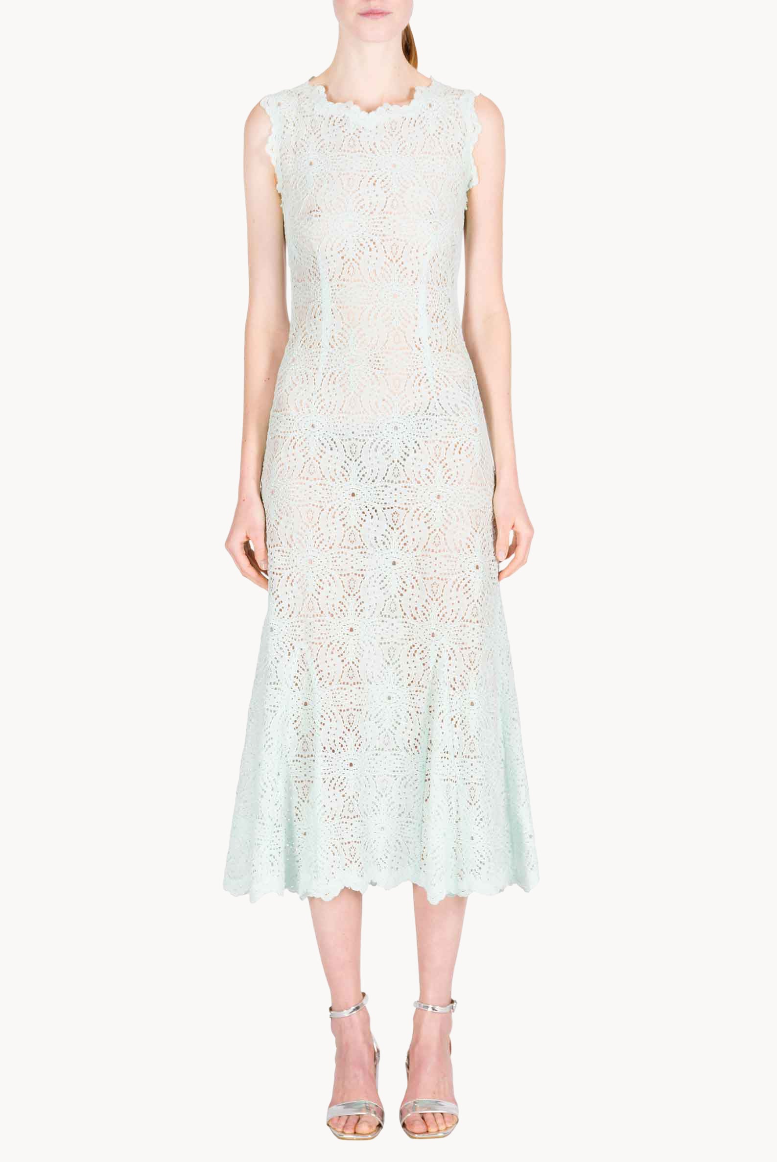 Ice Blue Lace Midi Dress