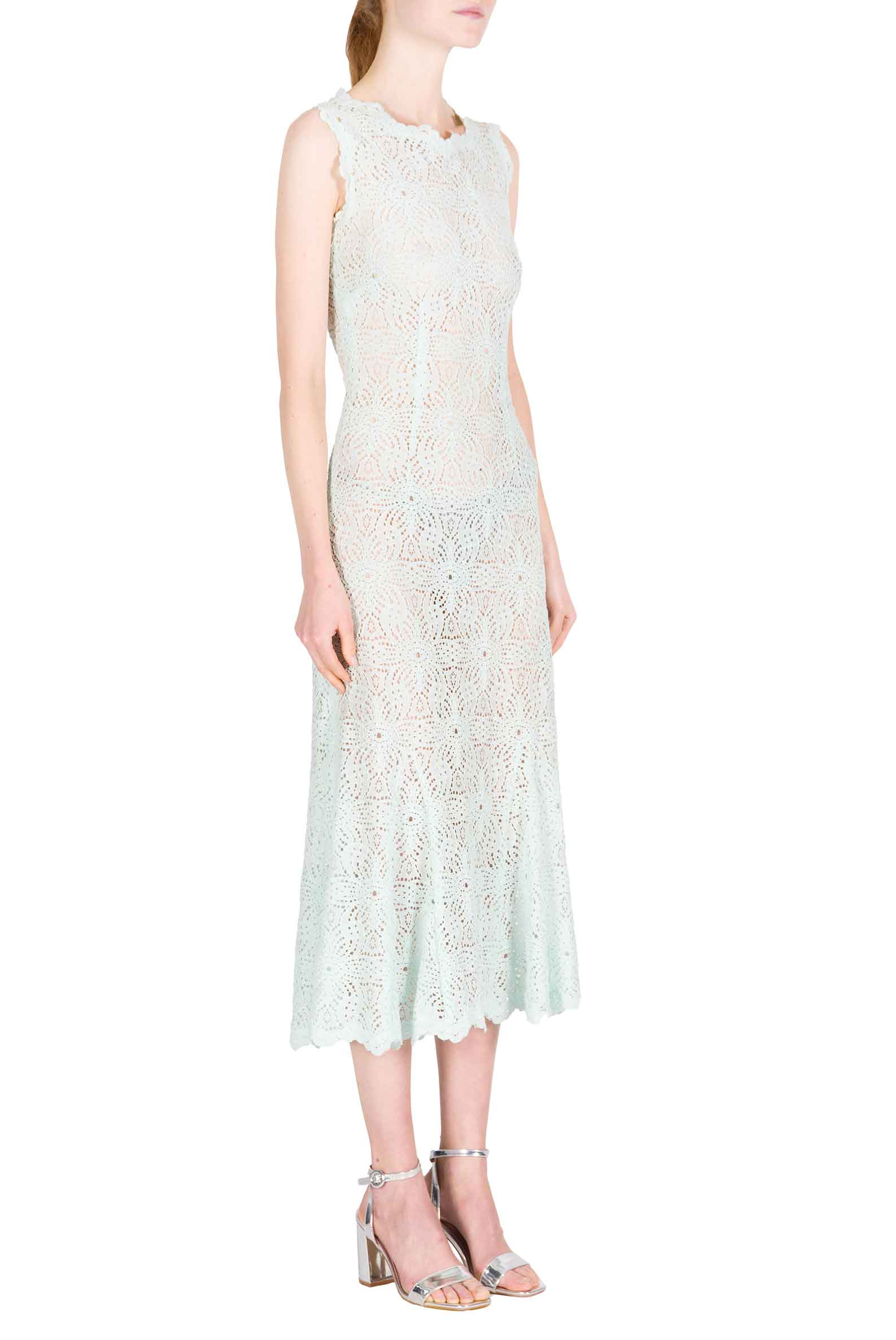 Abito Midi in Pizzo Azzurro Ghiaccio