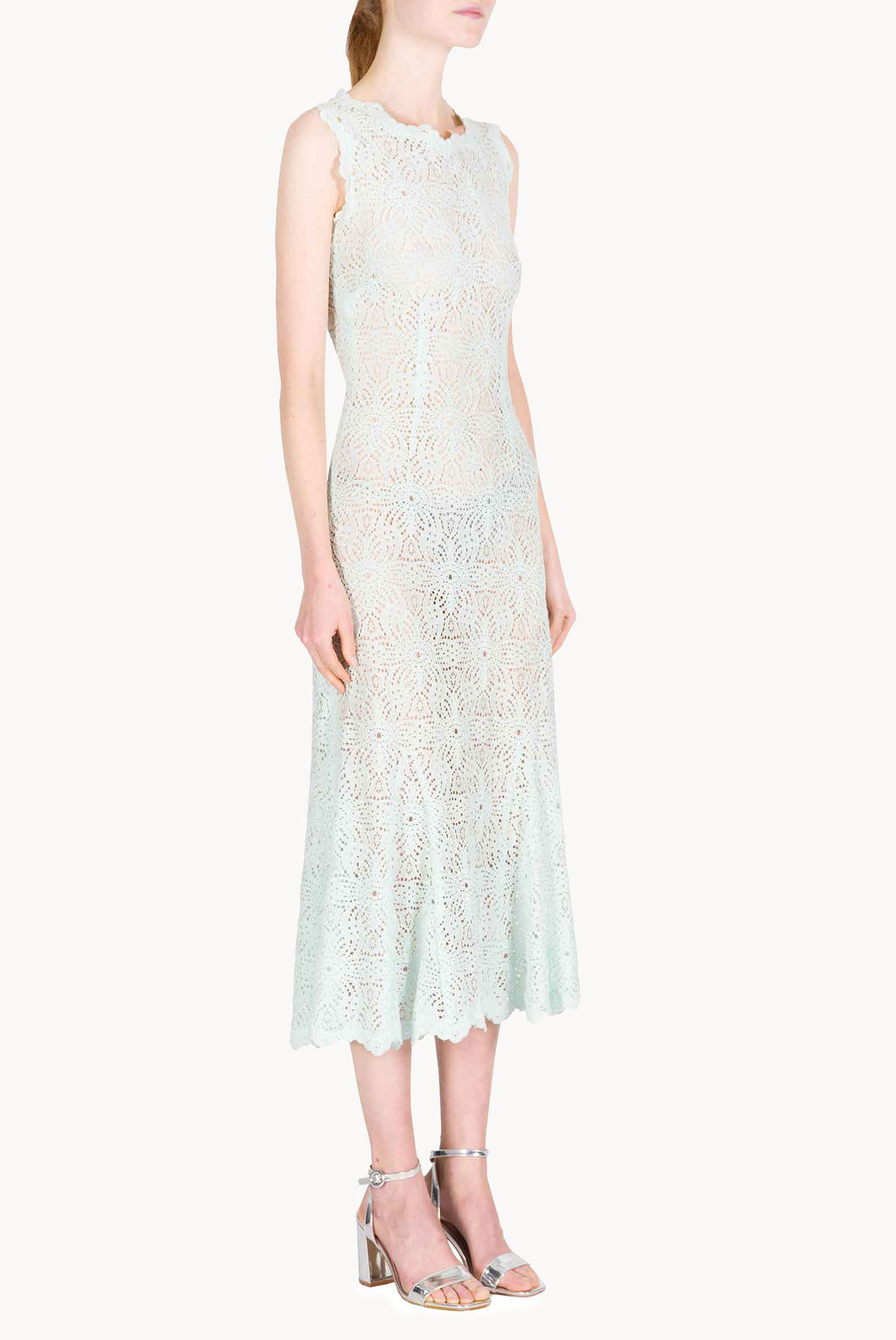 Ice Blue Lace Midi Dress