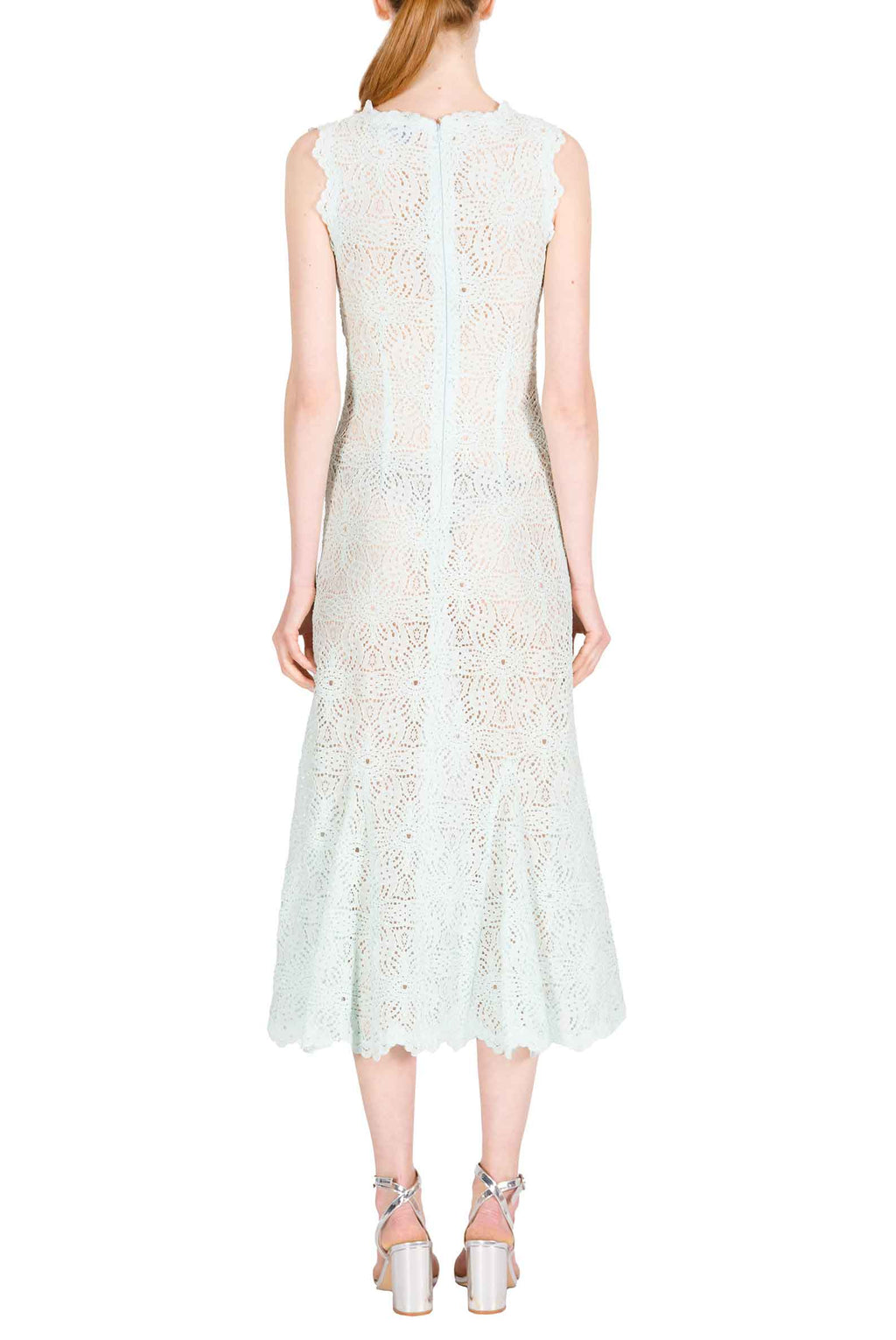 Abito Midi in Pizzo Azzurro Ghiaccio