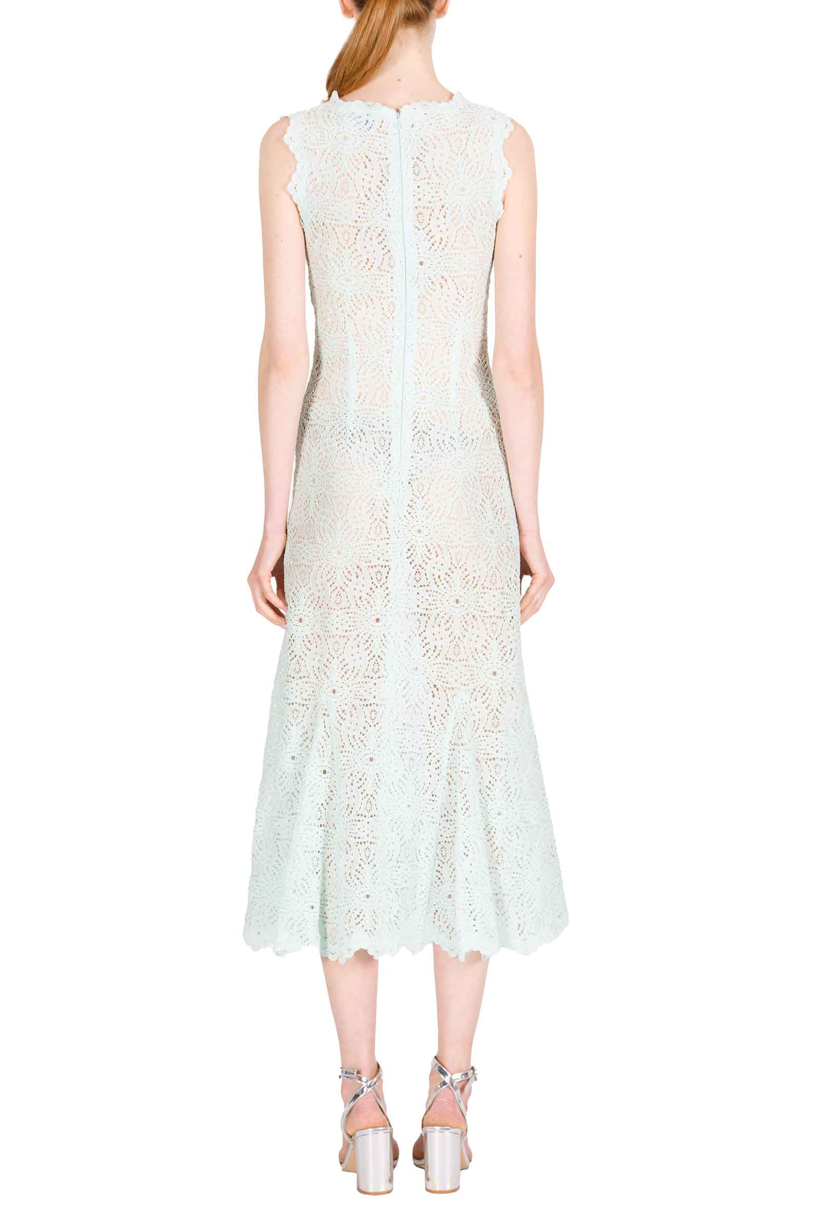 Abito Midi in Pizzo Azzurro Ghiaccio