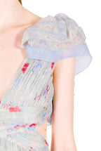 Abito in Chiffon Stampato con Schiena Scoperta in Fiori Gilly