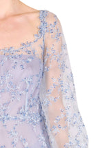 Blue Tulle Evening Dress With Embroidery