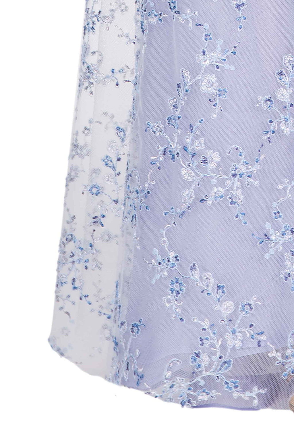 Blue Tulle Evening Dress With Embroidery