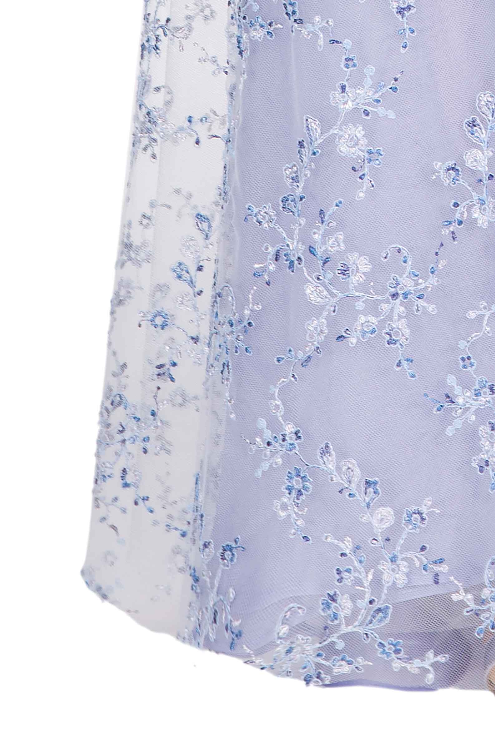 Blue Tulle Evening Dress With Embroidery