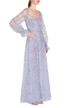 Blue Tulle Evening Dress With Embroidery