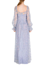 Blue Tulle Evening Dress With Embroidery