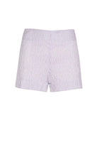 Shorts in Cotone Elasticizzato a Righe Lilla