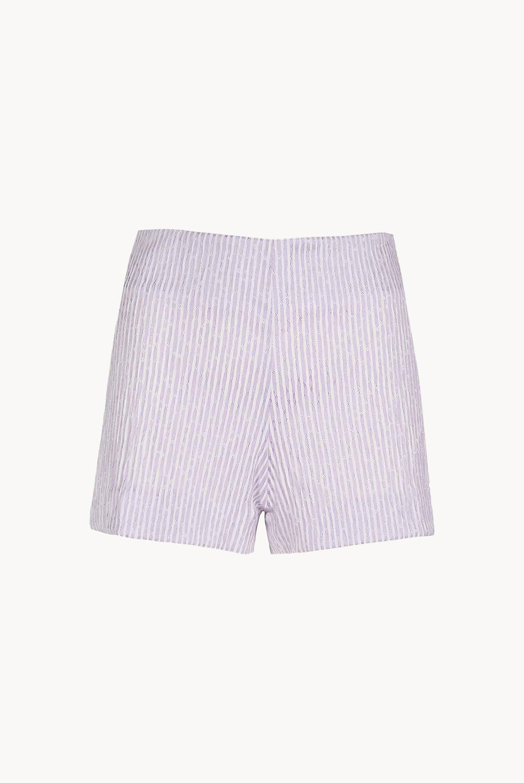 Shorts in Cotone Elasticizzato a Righe Lilla