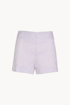 Shorts in Cotone Elasticizzato a Righe Lilla
