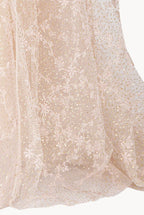 Evening Embroidered Shiny Tulle Mantle Gown