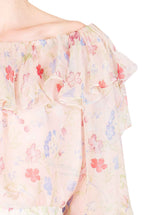 Chiffon Printed Blouse With Volants in Gilly Flowers